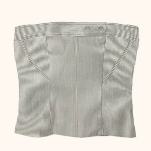 Zara Women's White and Cream pinstripe Crop-top size Medium